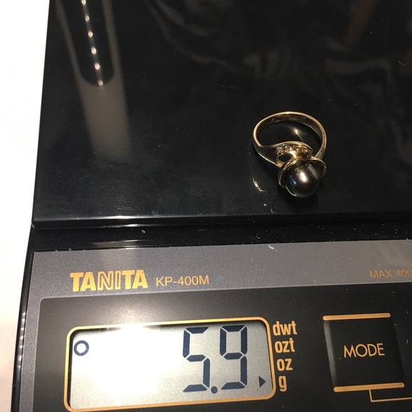 14K gold black pearl ring - Picture 4 of 4